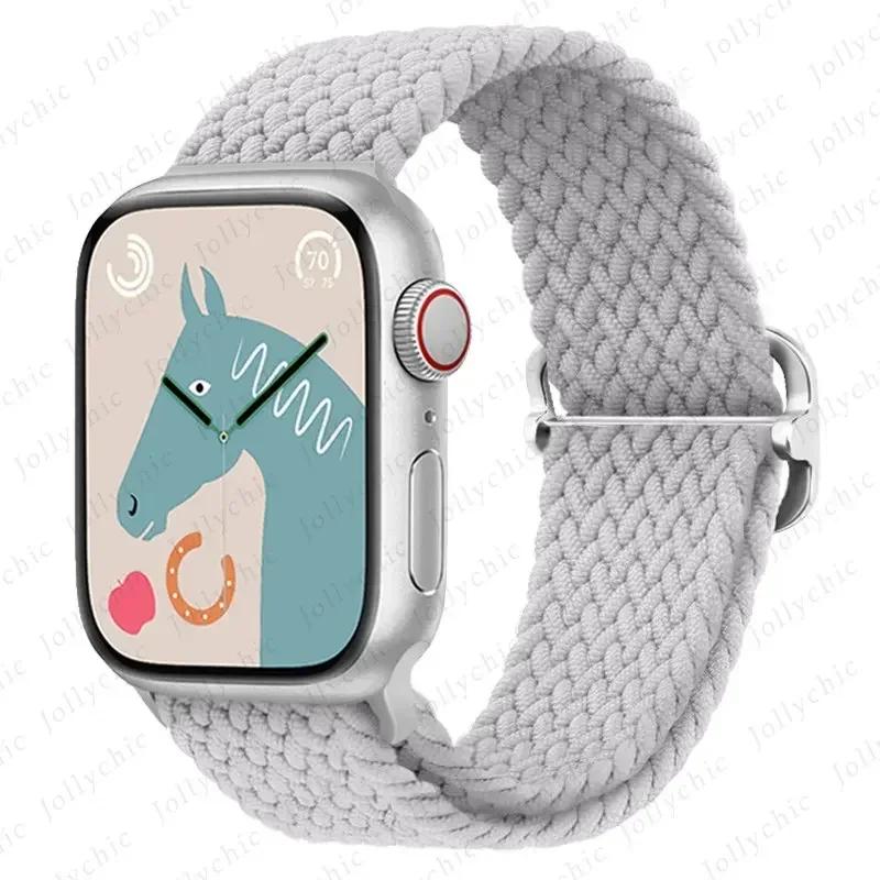 Нейлоновый ремешок для Apple Watch Ultra 2 49 мм 40 мм 44 мм 41 мм 38 45 мм Эластичный плетеный браслет-петля для iWatch Series 9 8 7 6 SE 5 4