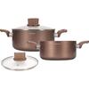 Set of Pots - ARTHUR MARTIN - AM9820 - 20-24 Cm with Glass Lid - Aluminum - All Heat Sources Including Induction