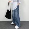 Men's Japanese Retro Wide Leg Large Pocket Workwear Jeans Loose Straight Jeans