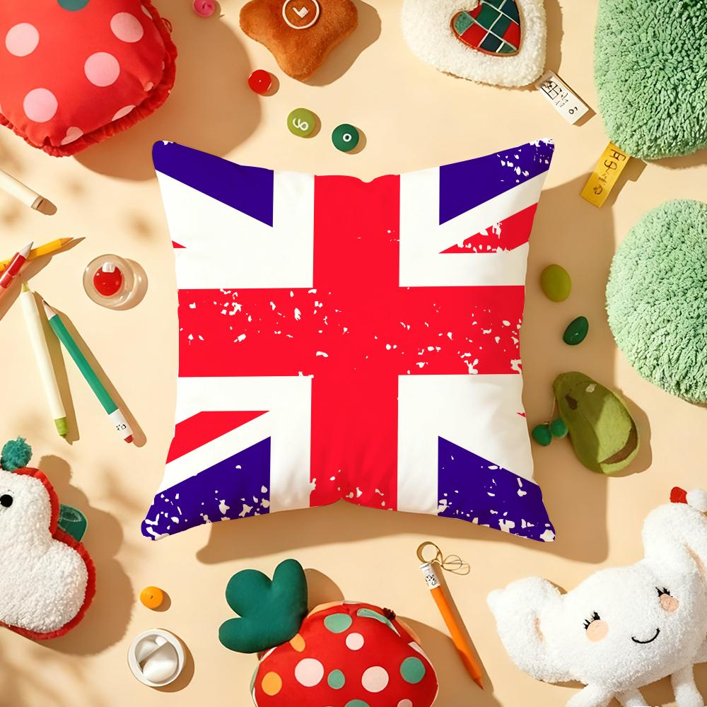 Наволочка на подушку с флагом Union Jack, плюшевая ткань, мягкая, двусторонняя печать, для дивана, теплая, зимний подарок для дома, наволочка