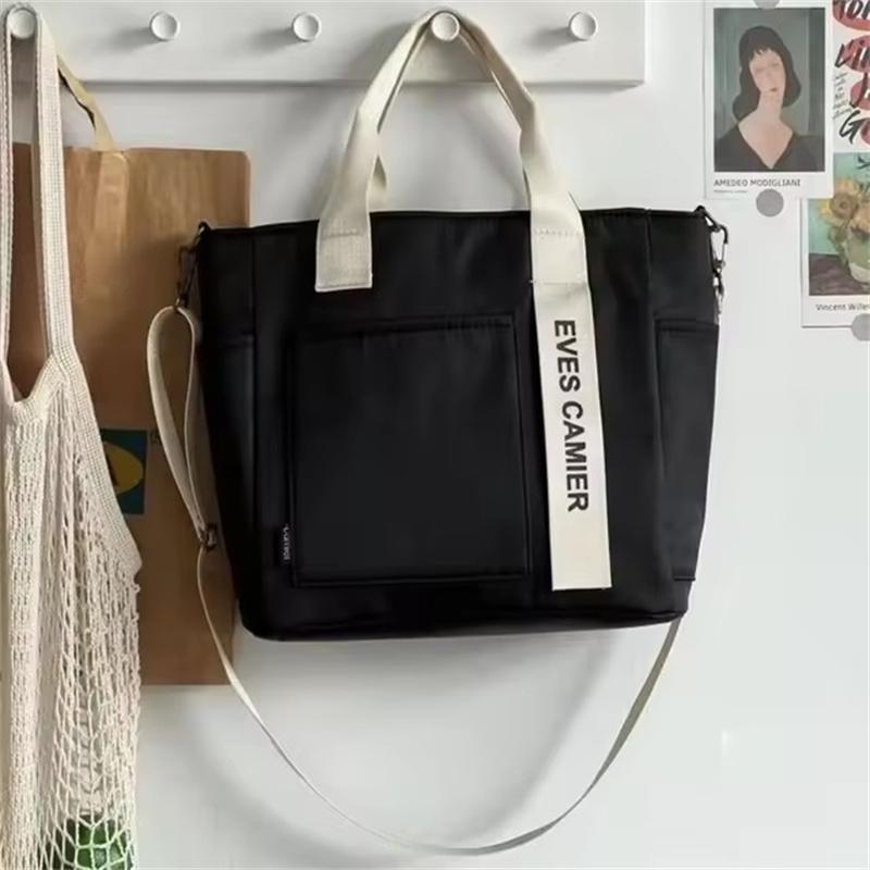Новая повседневная сумка-тоут большой емкости, нейлоновая водонепроницаемая холщовая сумка, простые модные сумки-мессенджеры для школьниц
