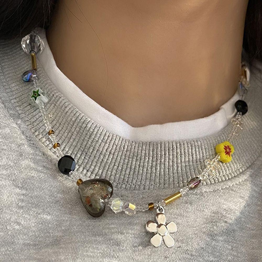 Bead Female Collar Chain Flower Necklace Women Clavicle Chain Fashion Jewelry Korean Style Necklace