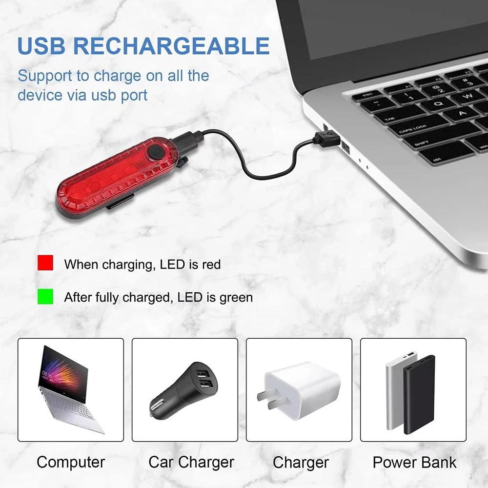 Задний фонарь для велосипеда USB-перезаряжаемый Белый Красный Светодиодный Яркий Велосипедные задние фонари Предупреждение безопасности Фонари на шлем Велосипедные Авто Аксессуары