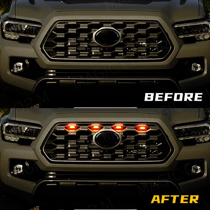 Для Toyota Tacoma Off Road & Sport 2020 2025 2025 светодиодная решетка заднего вида автомобиля предупреждающие дневные ходовые огни DRL 4 шт.