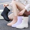 Spring and Autumn Fashion Women's Rain Boots Medium Tube Kitchen Work Fishing Outside Wear Car Wash Overshoes Water Shoes Fleece Warm Rain Shoes