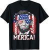 Lincoln 4th Of July Merica Abe Boys Men Women American Flag T-Shirt
