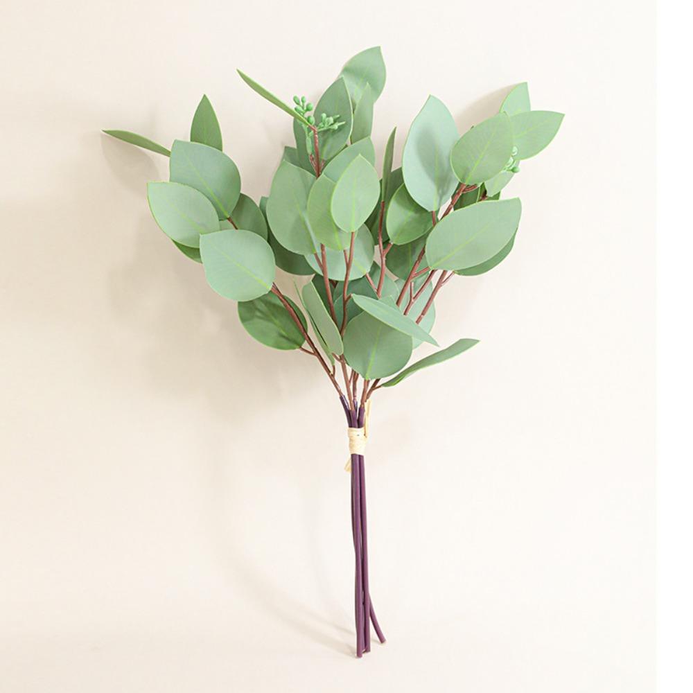 Green Leaves Silk Willow Leaves 3D Printing Fake Plants Artificial Eucalyptus Leaf  Garden