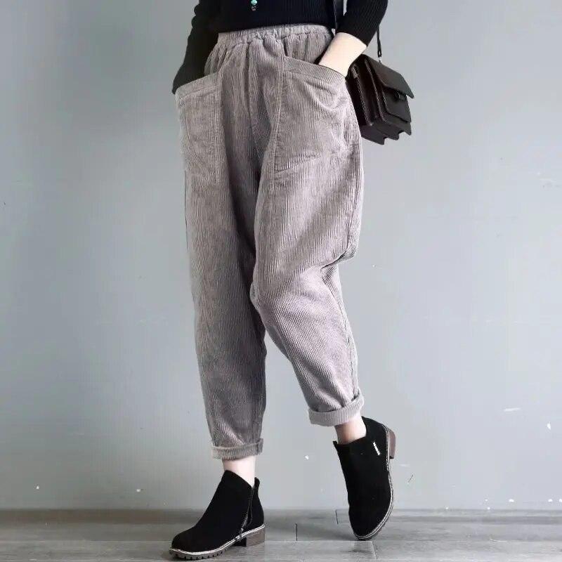 Зимние повседневные брюки из овечьей шерсти, женские модные свободные толстые спортивные штаны в полоску, женские корейские теплые простые элегантные брюки, новинка 2024 года