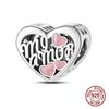 Copper Heart Shaped Warm Family Mom Charm Beads Fit Original Bracelets Fine Diy Mother'S Day Jewelry Gifts