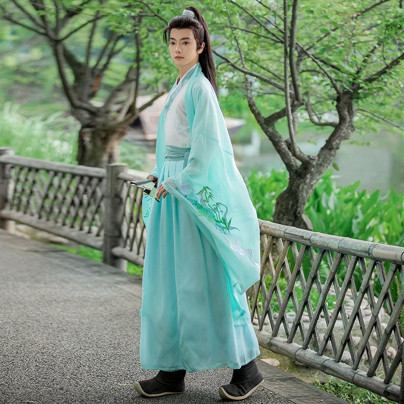 Chinese Wei And Jin Dynasty Style Hanfu Cross-collar Waist-length Large-sleeved Shirt Suit