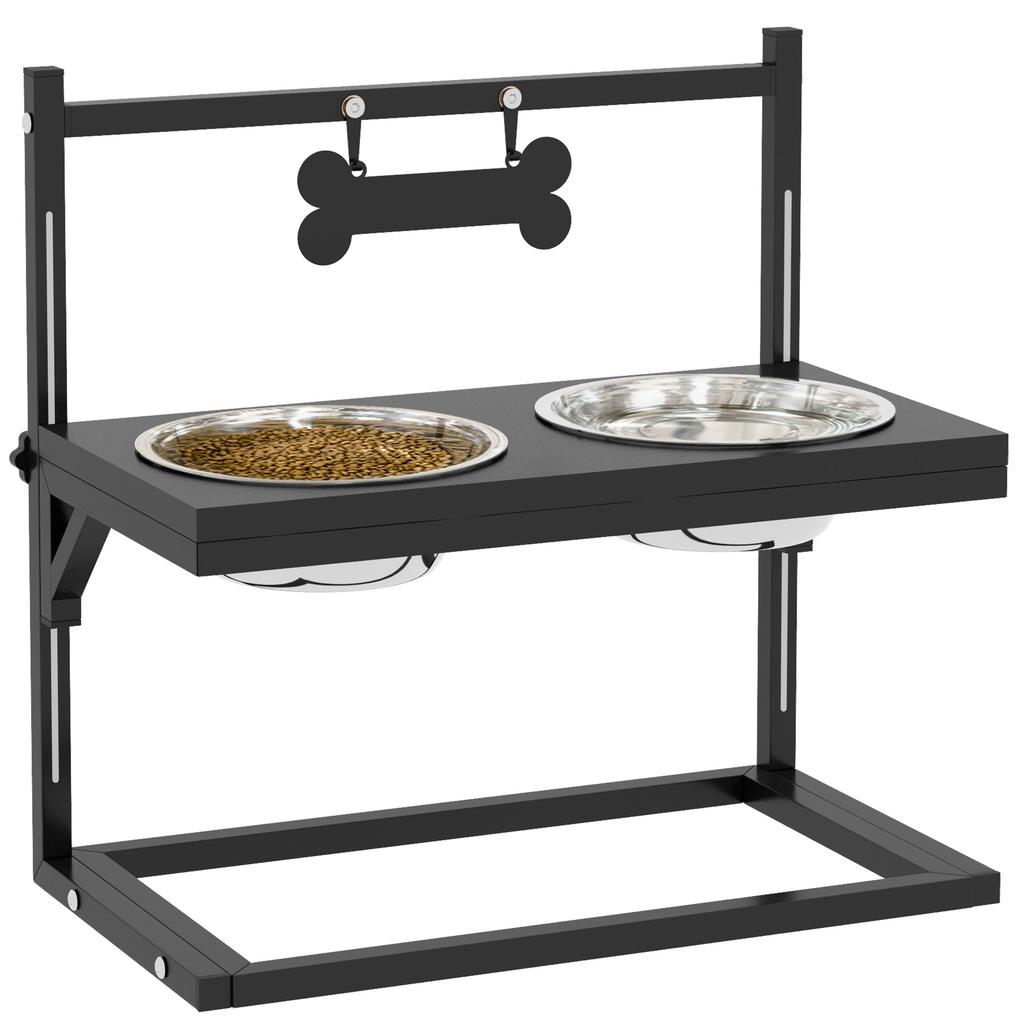 Dog Bowls With Stand Adjustable Height Elevated Dog Bows For Small Medium Large Dogs Black