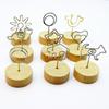 Ornament Home Decoration Photo Clips Picture Holder Frame Round Wooden Base Message Paper Support