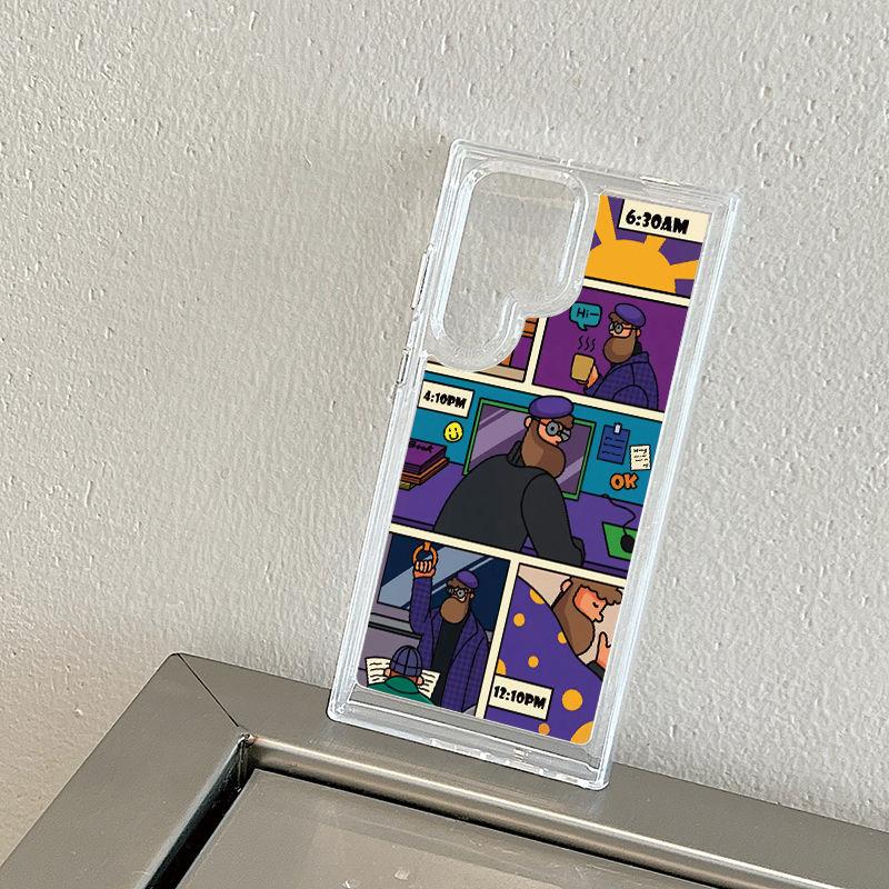 Чехол для телефона с мультяшным персонажем для Samsung S24ultra-прозрачный акриловый жесткий противоударный креативный чехол для Samsung S24/S23/S22/S21/Ultra/Plus