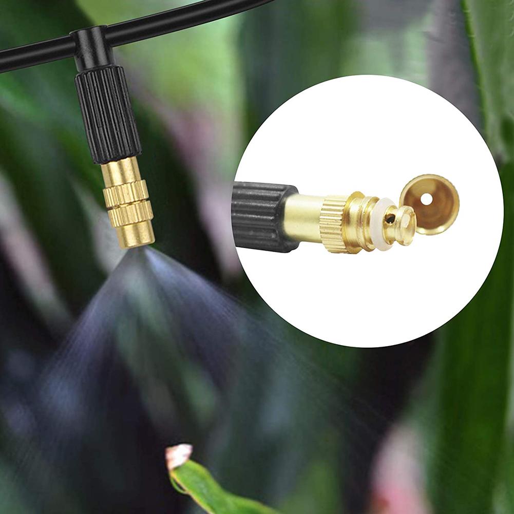 10pcs Brass Atomizing Nozzle, Irrigation Fittings Kit, 1/4in Connection Port Nozzle, for Garden, Irrigation, Greenhouse, Lawns