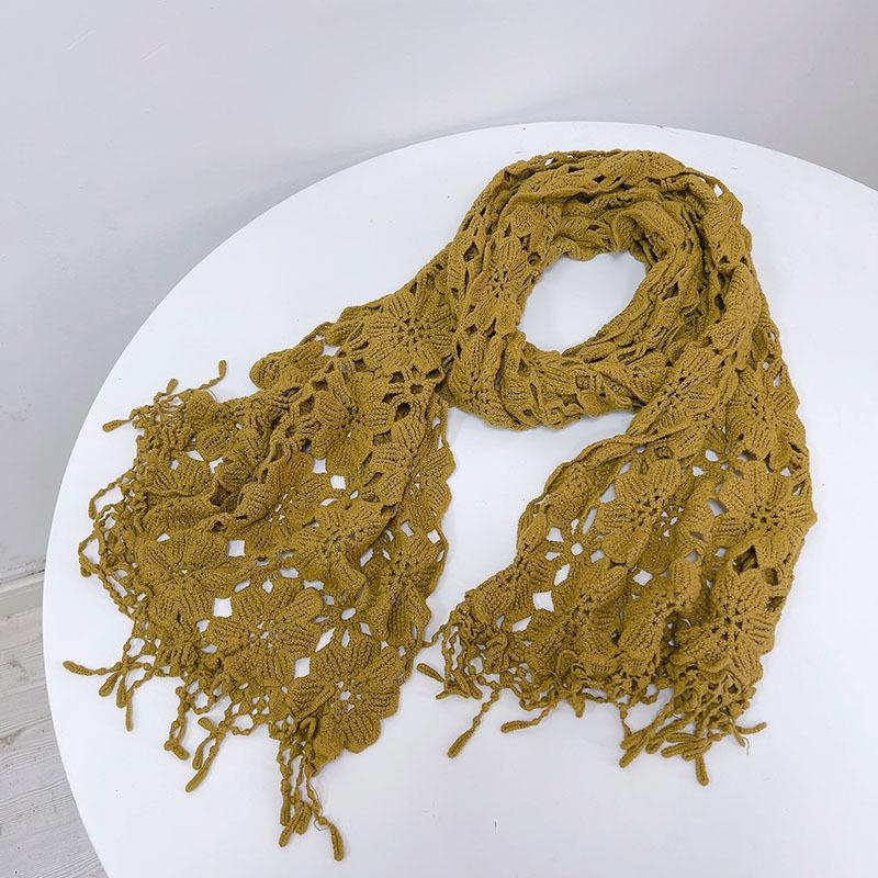 Мягкий и универсальный вязаный крючком кружевной шарф для женщин, защитный шарф для шеи на весну и осень