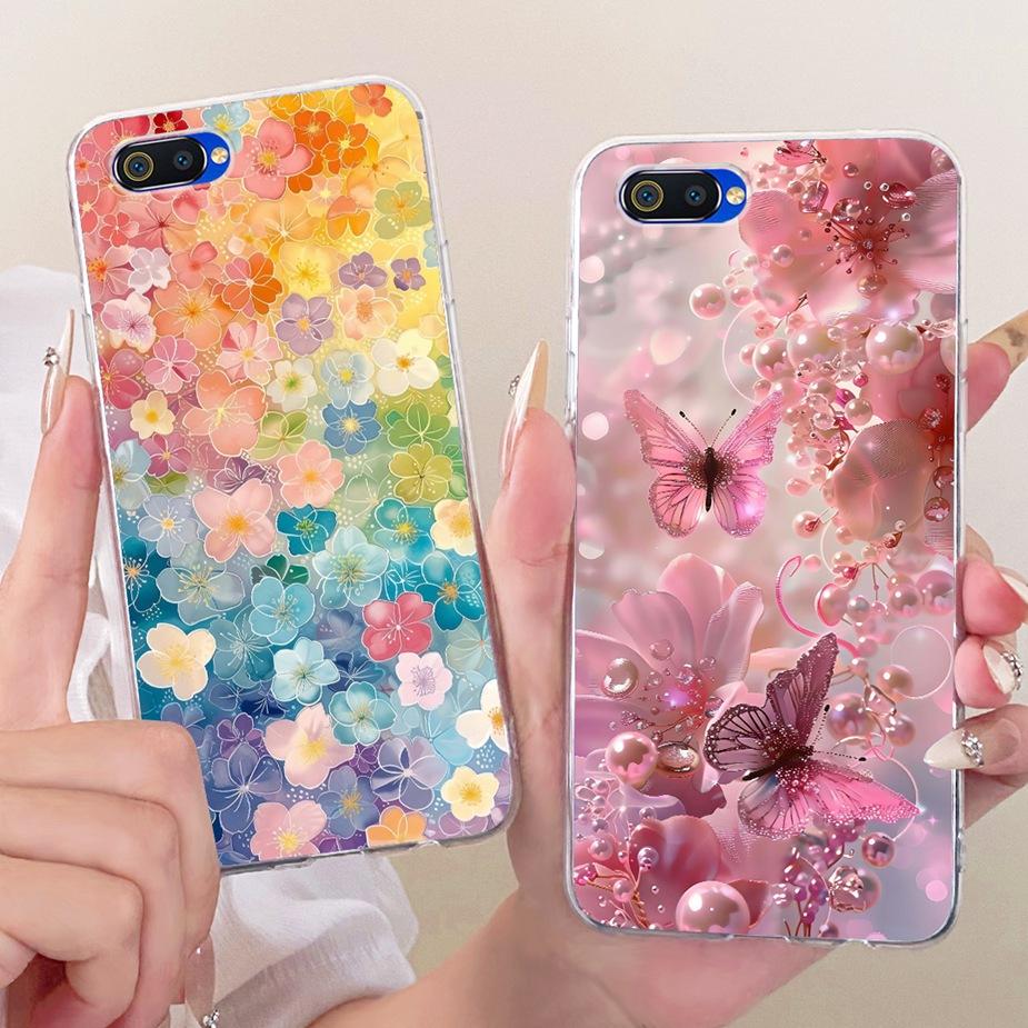 For Oppo A1k Case CPH1923 Luxury Flowers Butterfly Painted Cover Soft Silicone Case For Realme C2 RMX1941 OppoA1k RealmeC2 Shell
