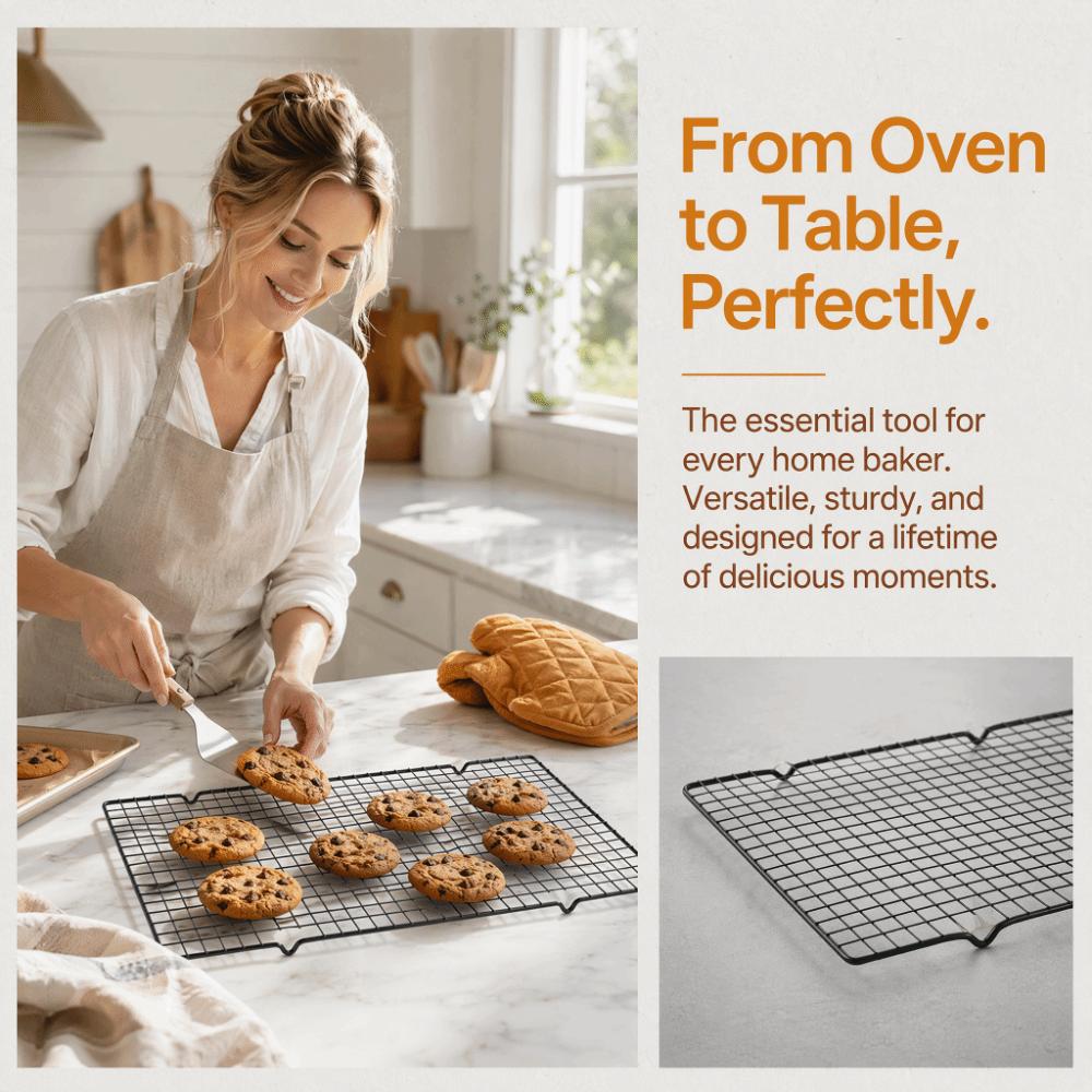 16x10 Inch Baking Cooling Rack Nonstick Surface BBQ Grill Mesh Wire Cooking Net Cooling Pastries