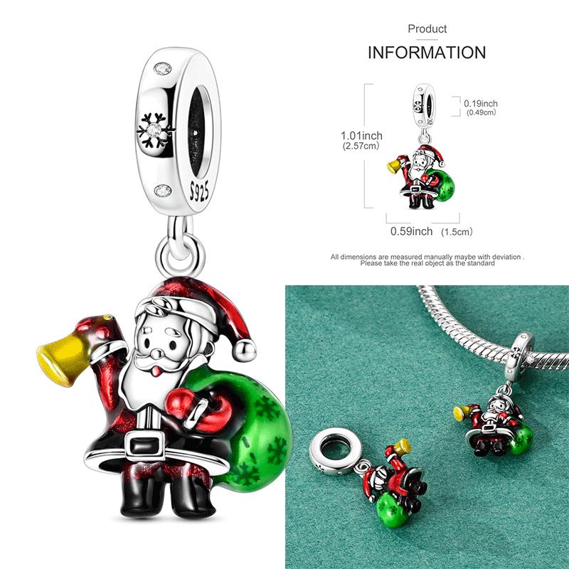 Copper Snowman Beads Christmas Bell Charms Fit 3Mm Women Bracelet Diy Accessories Christmas Gift Fine Jewelry