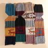 Reindeer Snowflake Knit Leg Warmers: Cozy Wool Knee Pads & Scrunch Socks for Autumn/Winter
