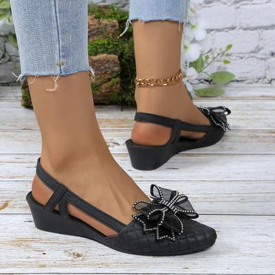 Женская обувь 2024 года, туфли на высоком каблуке, женская обувь с открытой пяткой, распродажа, повседневные туфли-лодочки, женские босоножки на танкетке с заостренным носком и кристаллами