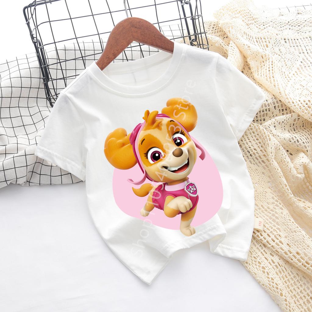 Paw Patrols Baby TShirt Girls Boys Clothes Cartoon Anime Chase Skye Figure Printed Toddler Tops Summer Clothes Gift