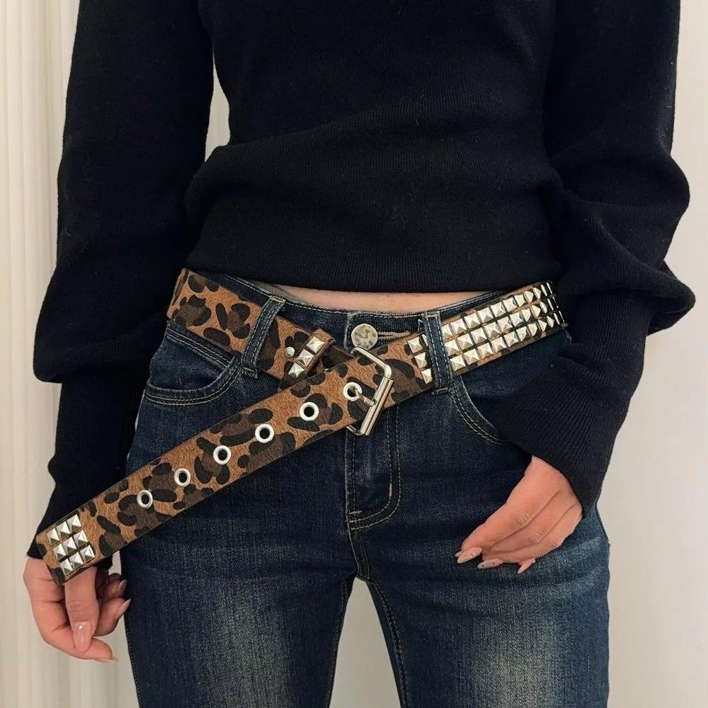 Fur Punk Rivet Belt Buckle Y2K Belt Fashion Gothic Waistband  Jeans Accessories