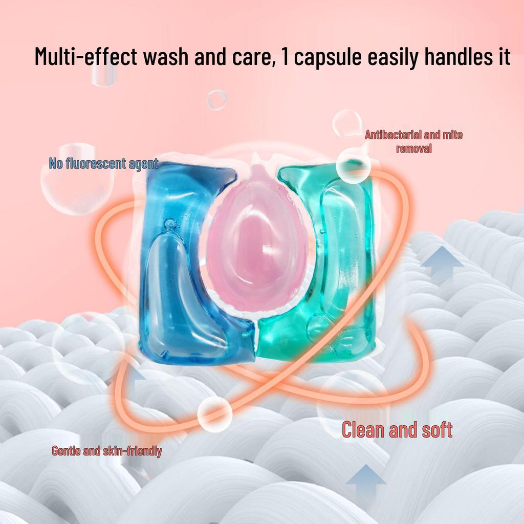 Ароматизированные капсулы для стирки 3-в-1: Пятновыводитель, средство для удаления клещей и смягчитель с усилителем аромата - подарочный набор в полной коробке.