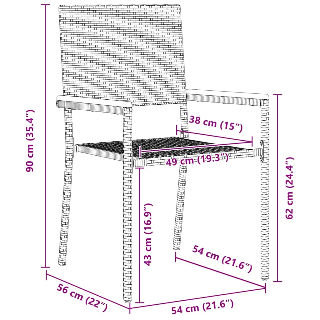 Garden Stackable Chairs 2 pcs Gray and Brown 54 x 56 x 90 cm