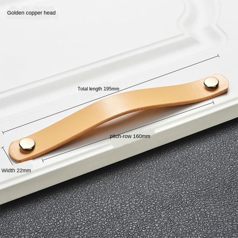 Nordic cowhide wardrobe drawer door leather handle kitchen cabinet bedroom study handle furniture children handlehandle