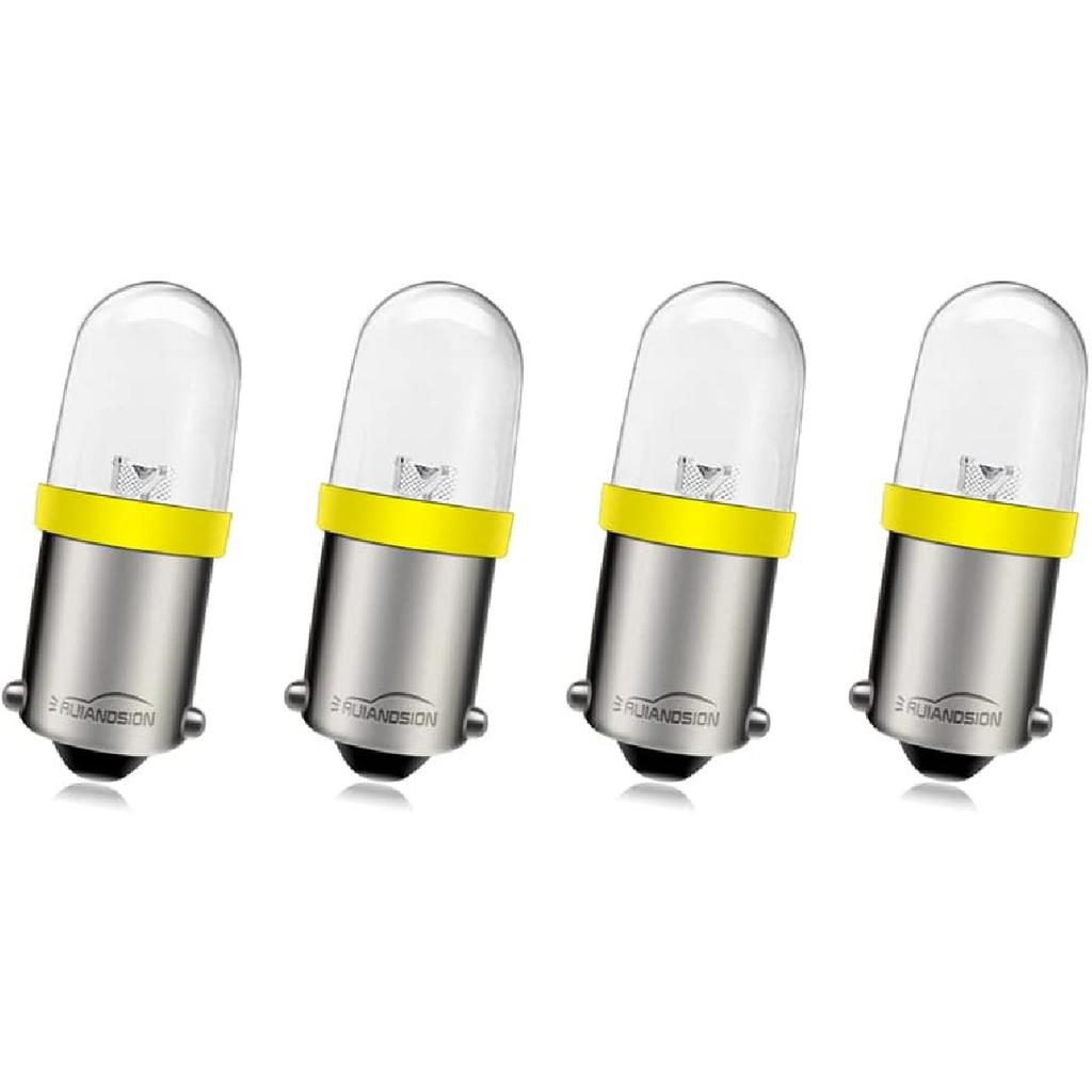 Ruiandsion BA9S LED Bulb 120V AC/DC Miniature Bayonet 9mm BA9s Base LED Replacement Bulb for Indicator Pilot Light,White (Pack of 4)