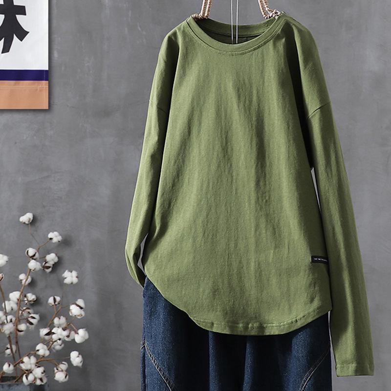 Женская футболка с длинным рукавом, многослойная - Однотонная, Большие размеры EMA