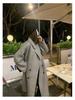 2025 Autumn/Winter Grey Mid-Length Double-Faced Wool Coat: Loose Hand-Stitched Korean Style Women's Overcoat