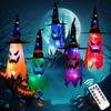 Halloween Colorful Glowing Witch Hat Ghost Pendant Venue Decoration Props Skirt Witch Hat Outdoor Tree Hanging Decorations
