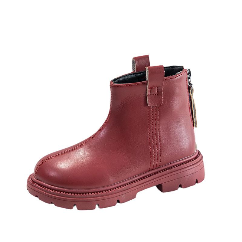 Fashion Girls Ankle Boots 2024 Spring Autumn New Fashion Back Zipper Girls Round Toe Leather Boots Children's Trendy Platform Shoes Kids