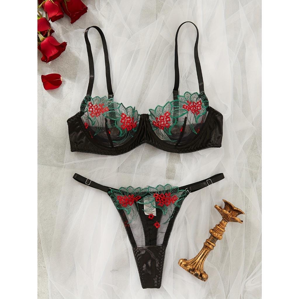 Новое сексуальное сексуальное сетчатое многоцветное белье с перспективной вышивкой и ободками.