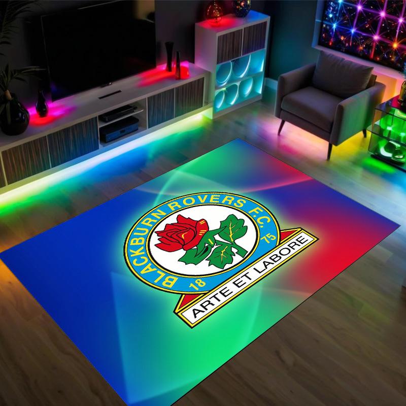 Blackburn Rovers Football Design Crystal Velvet Carpet Cozy Non?Slip Printed Rug For Bedroom Living Room Entrance
