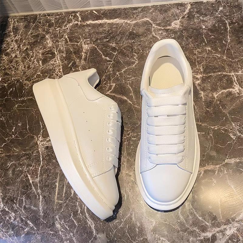 Little white shoes women's new couple leather inner height increase versatile small spring and summer thick baseplate shoes men