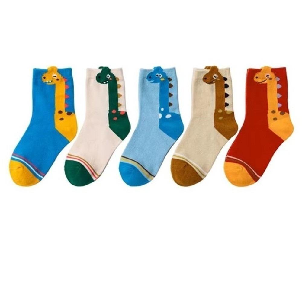 Cotton Blend Kids Socks 5 Pairs Pack Dinosaur Socks Colorful Children Sports Socks For Boys