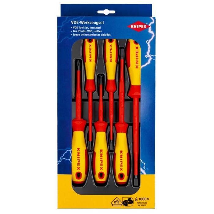 Knipex vde jeu de tournevis 6 pièces vis à fente, cruciforme phillips