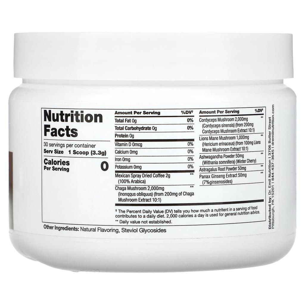Доктор. Emil Nutrition, Грибной кофе, Карамель, 99 г(3,5 унции)