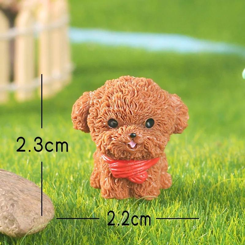 3 Pcs Cute Cartoon Bib Puppy Mini Resin Figurines Garden Moss Miniature Landscape DIY Ornament Car Desktop Dog Animal Decorations