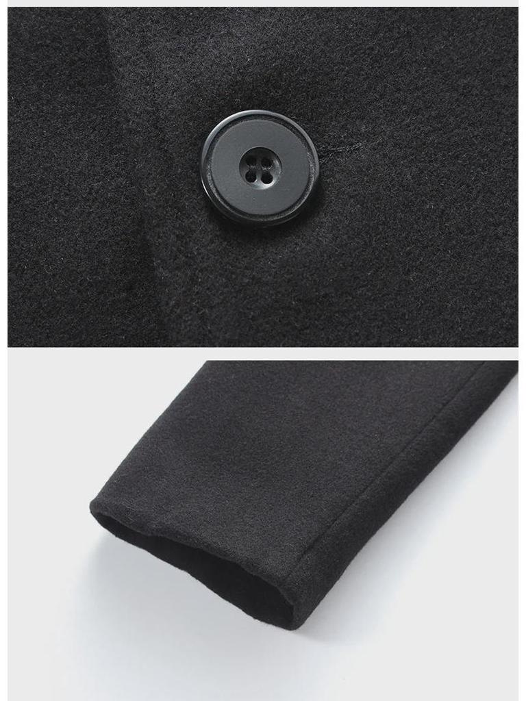 Men's Slim Fit Woolen Windbreaker: Korean Style Solid Color, Large Volume, Year-Round Wear