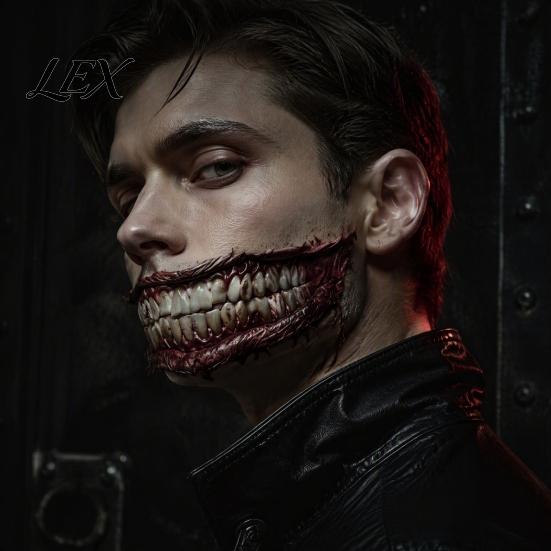 Easy Apply Horror Mouth Art 3Pcs Realistic Scary Tattoos for Halloween Zombie Vampire Clown Party, Waterproof Novice Friendly Face Stickers