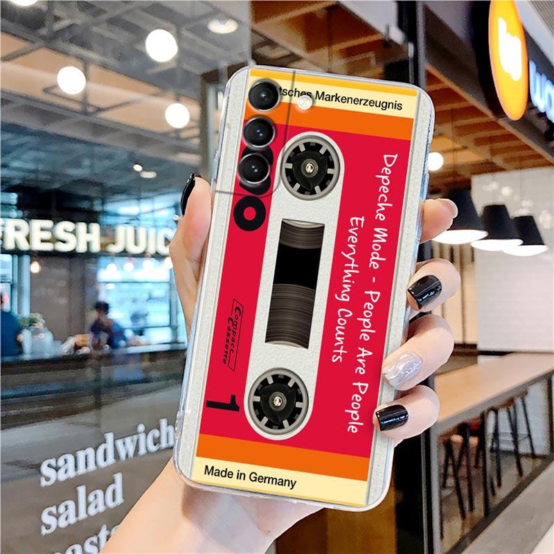 Retro Music Cassette Tape Vintage Style Transparent Case for Samsung Galaxy S22 S21 S20 FE S 22 Ultra S10 S9 Plus 5G Cover Coque
