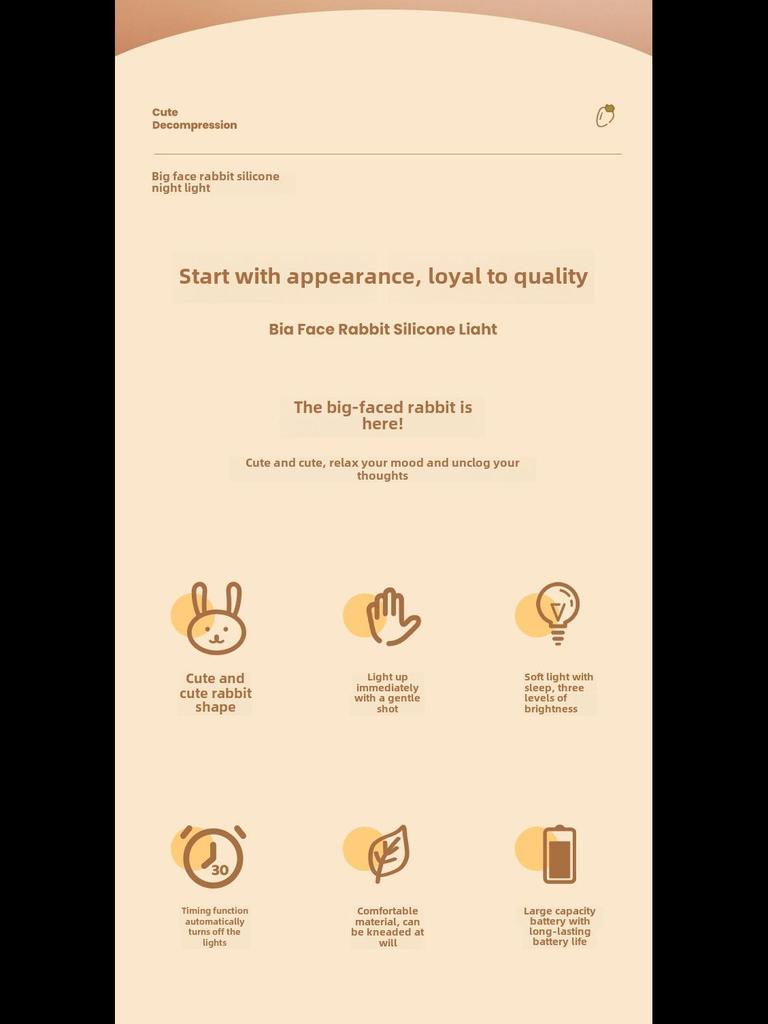 Силиконовый ночник в виде кролика - креативный прикроватный и сенсорный светильник для детей, идеальный подарок или декоративное украшение