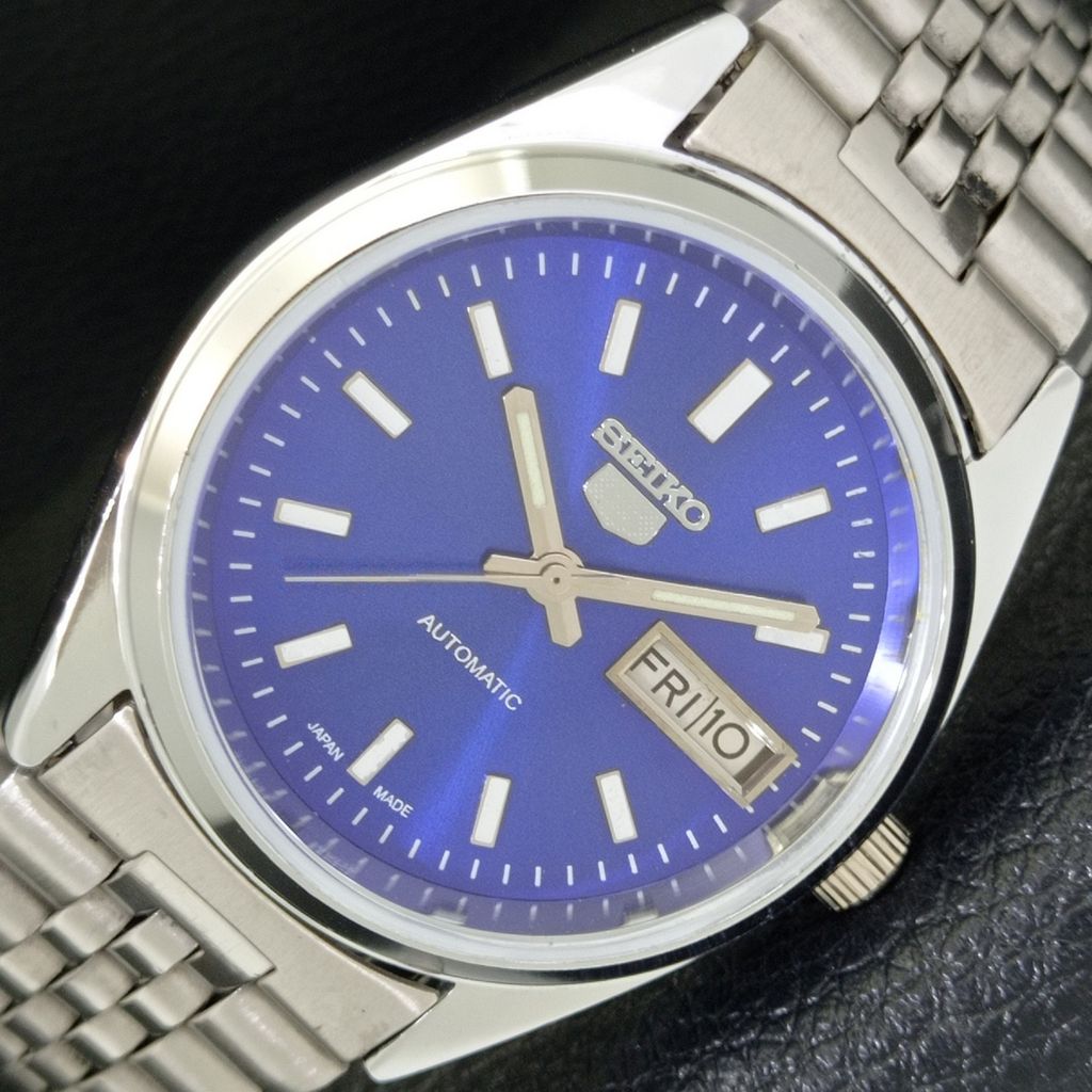 VINTAGE SEIKO 5 AUTOMATIC REFURBISHED JAPAN MENS BLUE COLOR DIAL WATCH A440637-9 Sk-a440637-1