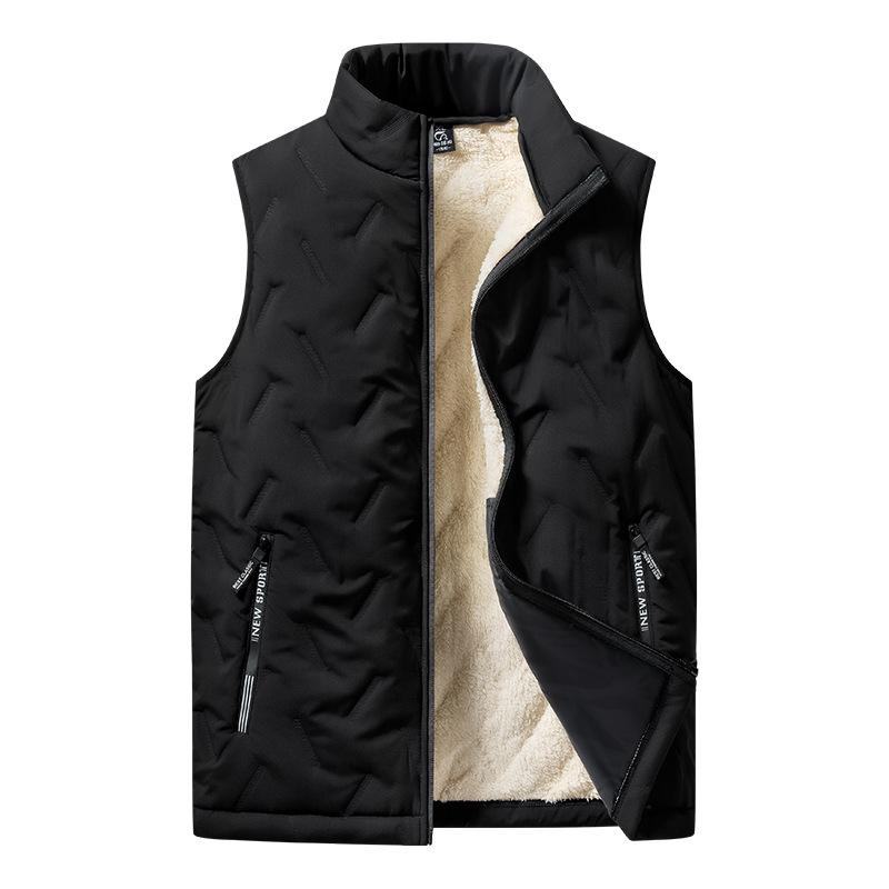 Men's Lambswool Casual Fleece Vest - Thick, Cold-Resistant Sleeveless Jacket for Autumn-Winter (Middle-Aged & Elderly)