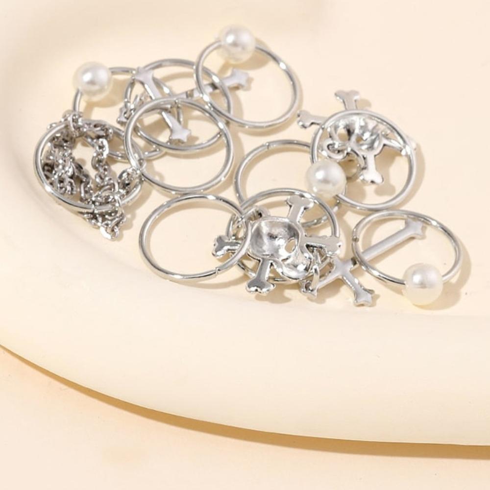 13pcs Cross Skull Dreadlocks Beads Metal Cuff Clips Hair Braid Tubes Mixed Hair Rings Set Men