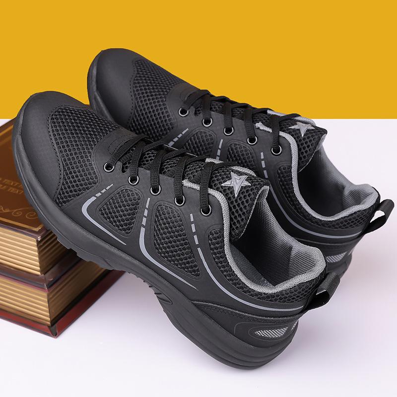 Summer Strap Men's Shoes 2025 Spring and Summer Hollow Training Shoes Round Head Men's Shoes Mesh Breathable Lace-up Outdoor Sports Shoes