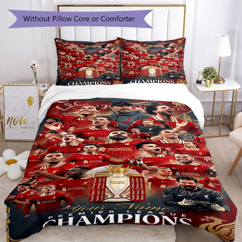 Liverpool Team Customize With Your Name Bedding Set Breathable Duvet Cover With Pillowcases Decorative Bed Linen For Bedroom Home Decoration Birthday